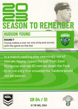 2024 NRL Traders Titanium - 2023 Season To Remember #SR04 Hudson Young Back